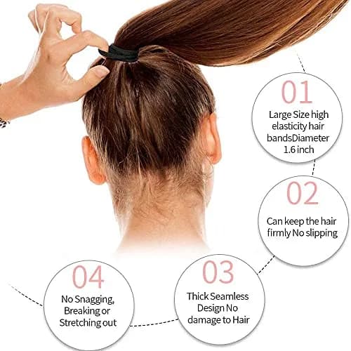 Rlanos 10pcs Hair Ties, High Elastic Hair Rubber Bands for Thick Curly Hair, 5mm Width | No-Damage, No-Metal Design thumbnail 2
