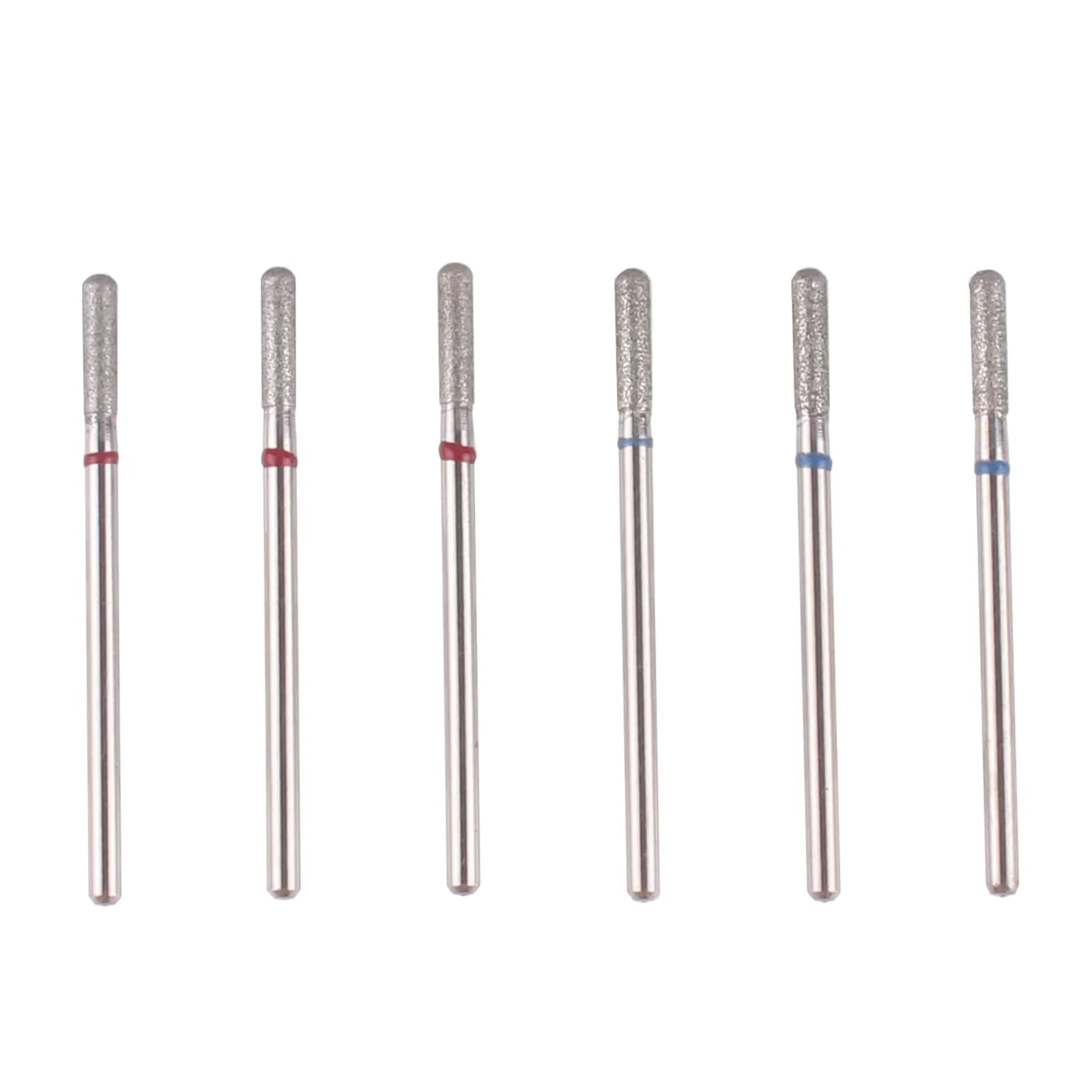 MZCMSL 6pcs Cylinder Cuticle Bits for Nail Prep | Safety Manicure Drill Bits for Nail Care — Cylinder (Fine & Medium)