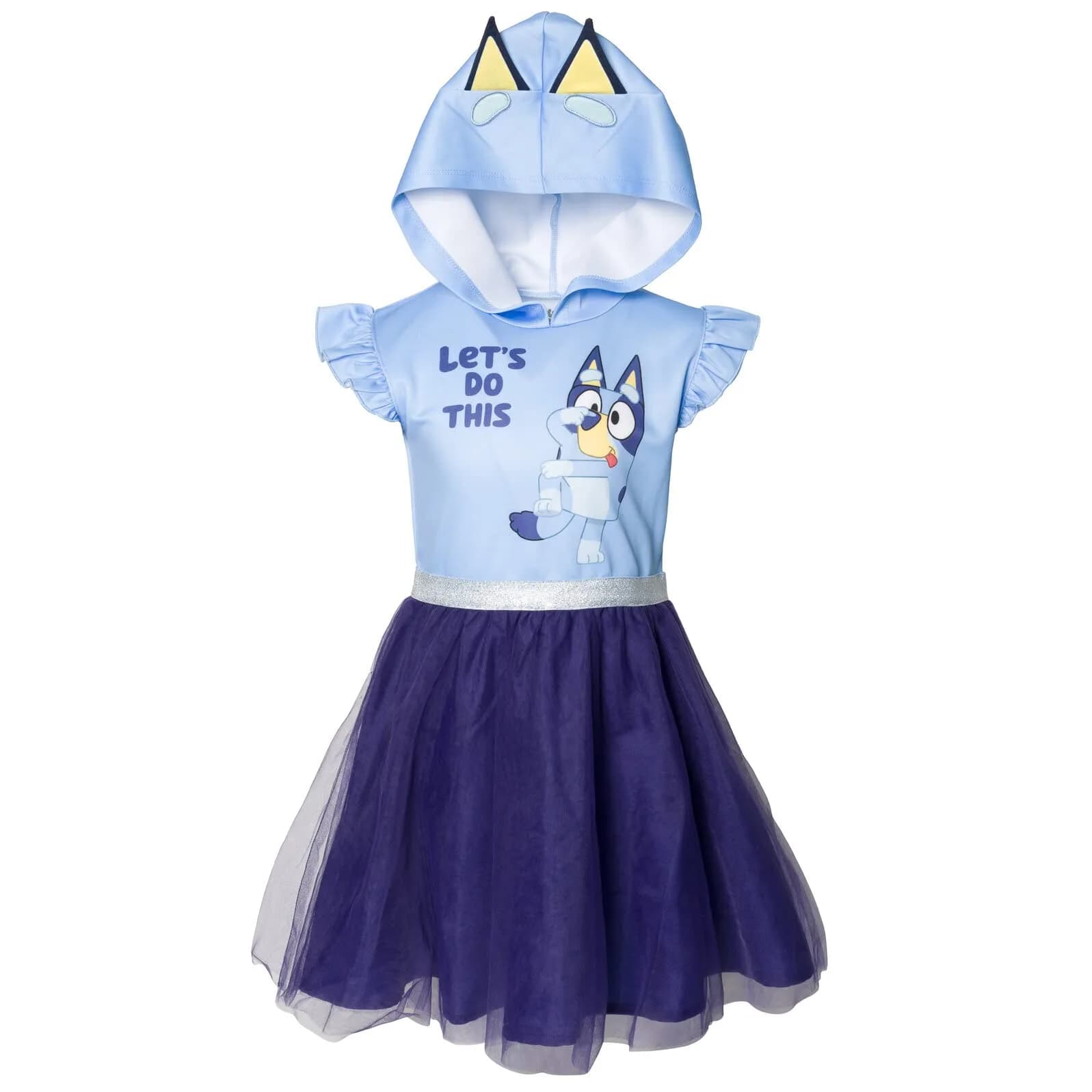 Bluey Little Girls Mesh Cosplay Short Sleeve Dress Blue 5 | Fun Character Costume for Kids — 3T