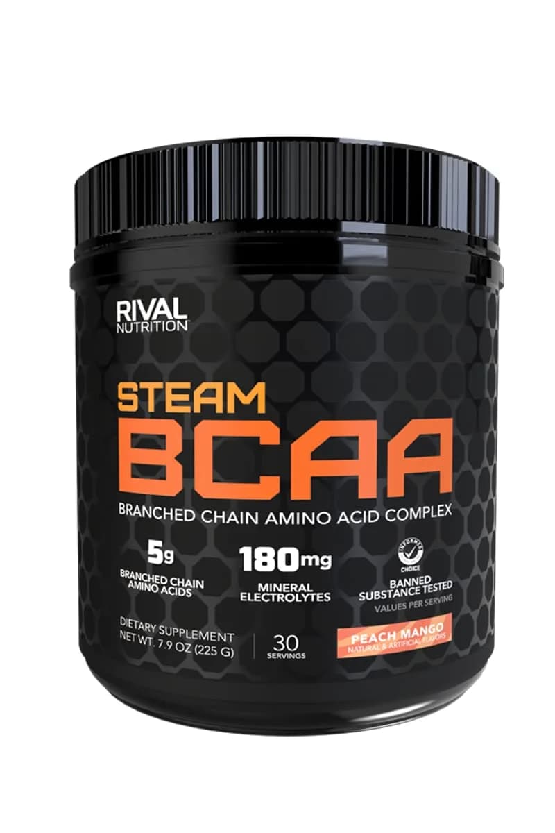 Rival Nutrition Steam BCAA Powder Peach Mango | 30 Servings | 5g BCAAs + Electrolytes for Recovery & Hydration — Peach Mango