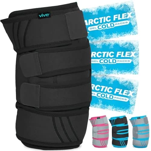 Vive Knee Ice Pack Wrap - Cold/Hot Gel Compression Brace for Pain Relief | Adjustable, Reusable, Latex-Free thumbnail 1