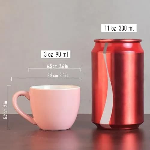 homEdge Mini Porcelain Espresso Cup Set of 6, 90 ml (3 oz) | Vintage Matte Pink thumbnail 4