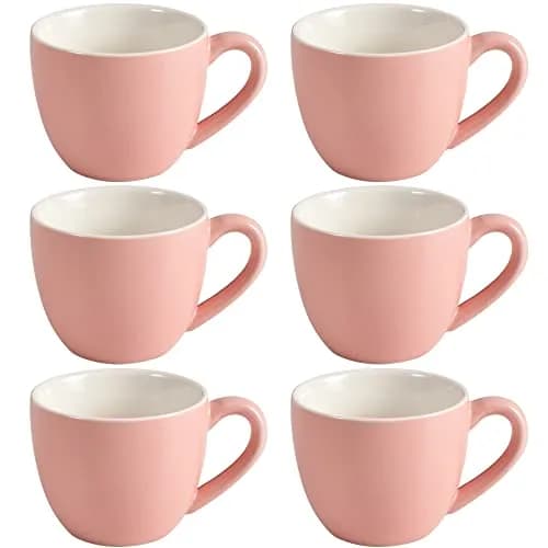 homEdge Mini Porcelain Espresso Cup Set of 6, 90 ml (3 oz) | Vintage Matte Pink thumbnail 1
