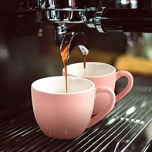homEdge Mini Porcelain Espresso Cup Set of 6, 90 ml (3 oz) | Vintage Matte Pink thumbnail 2