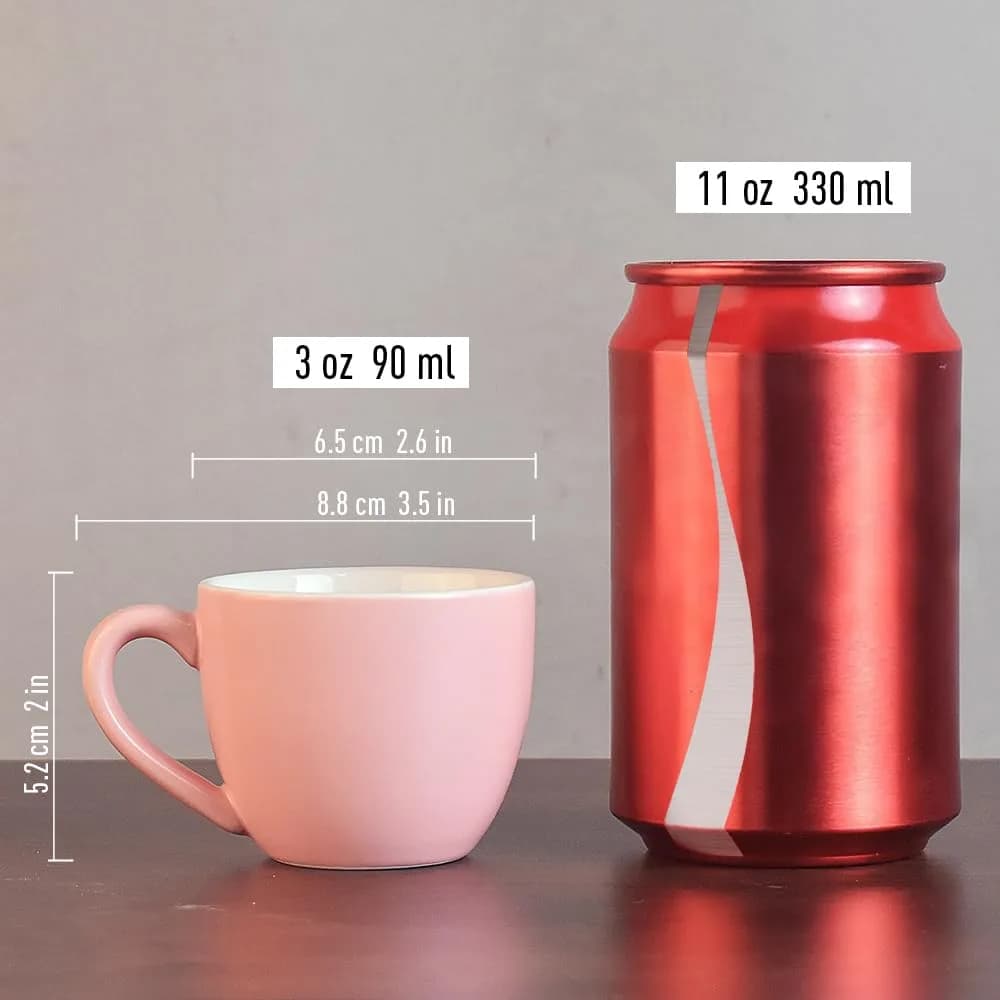homEdge Mini Porcelain Espresso Cup Set of 6, 90 ml (3 oz) | Vintage Matte Pink - view 4