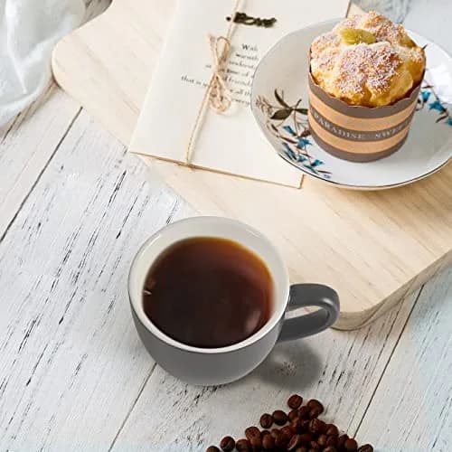 homEdge Mini Porcelain Espresso Cup Set of 6 | 90 ml (3 oz) Dark Gray Matte Finish thumbnail 4
