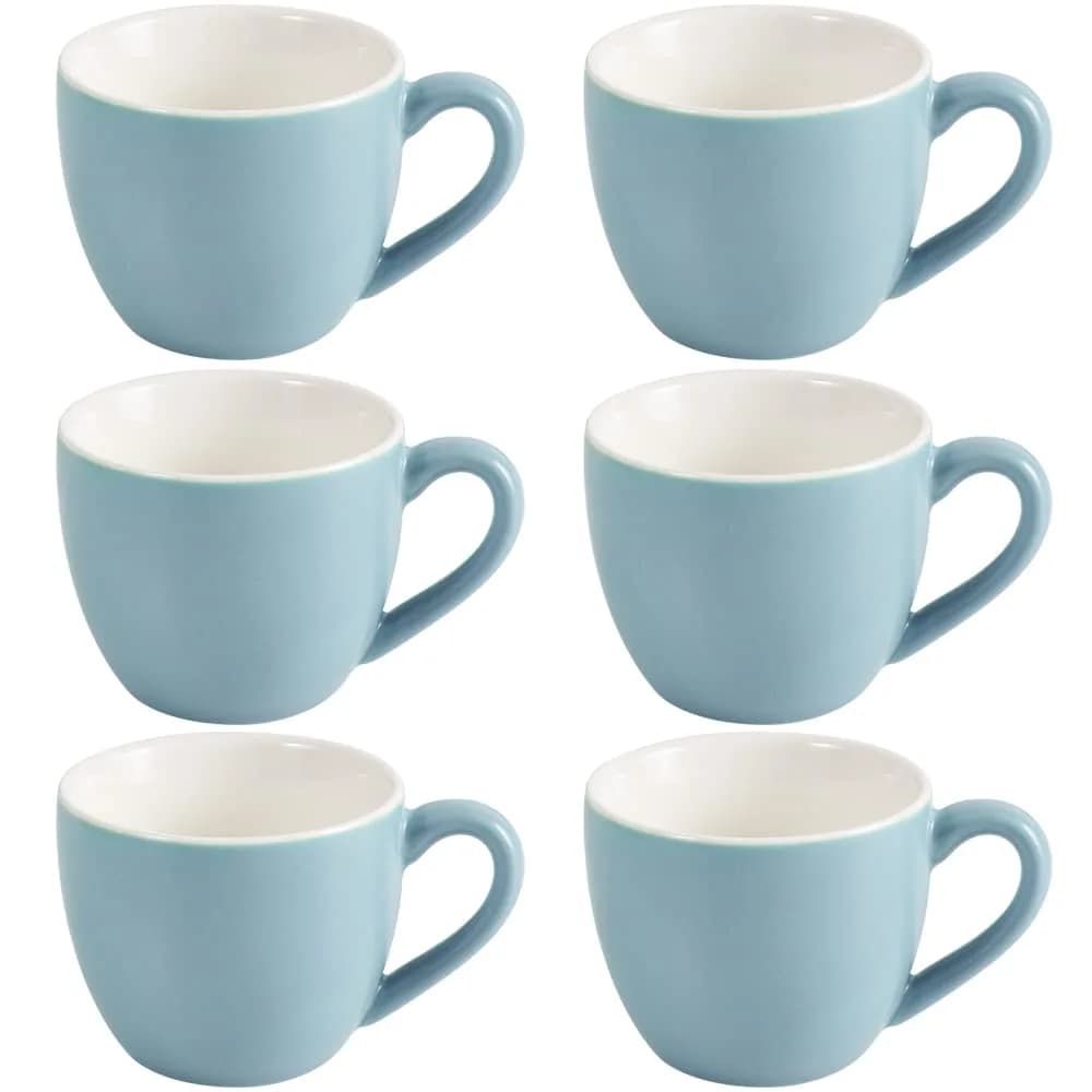 homEdge Mini Porcelain Espresso Cup Set of 6, 90 ml (3 oz) Tiny Coffee Mugs | Light Blue Matte Finish - main product image