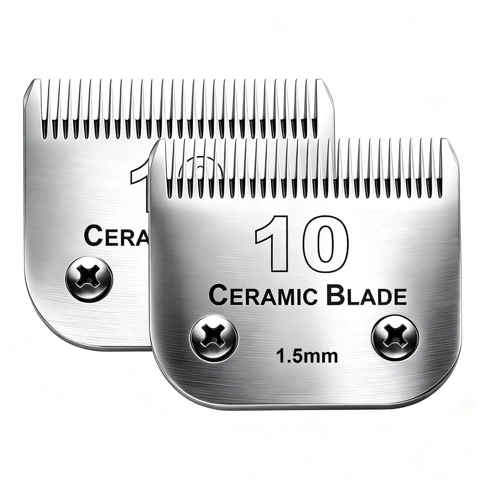 Audoc 2PC #10 Detachable Dog Grooming Clipper Blades 1.5mm (1/16") | Ceramic & Stainless Steel — 2pc 10:1/16''(1.5mm)