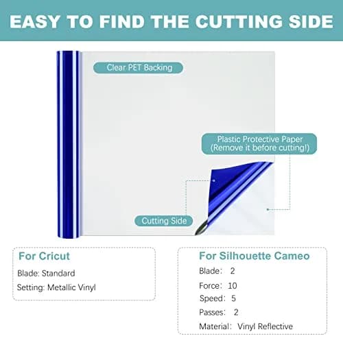 HTVRONT Blue Chrome Permanent Vinyl Roll 12" x 10FT | Waterproof & Easy Weed thumbnail 6