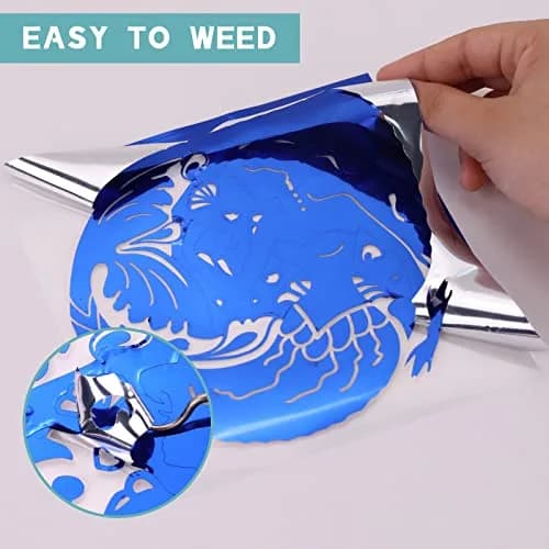HTVRONT Blue Chrome Permanent Vinyl Roll 12" x 10FT | Waterproof & Easy Weed thumbnail 3