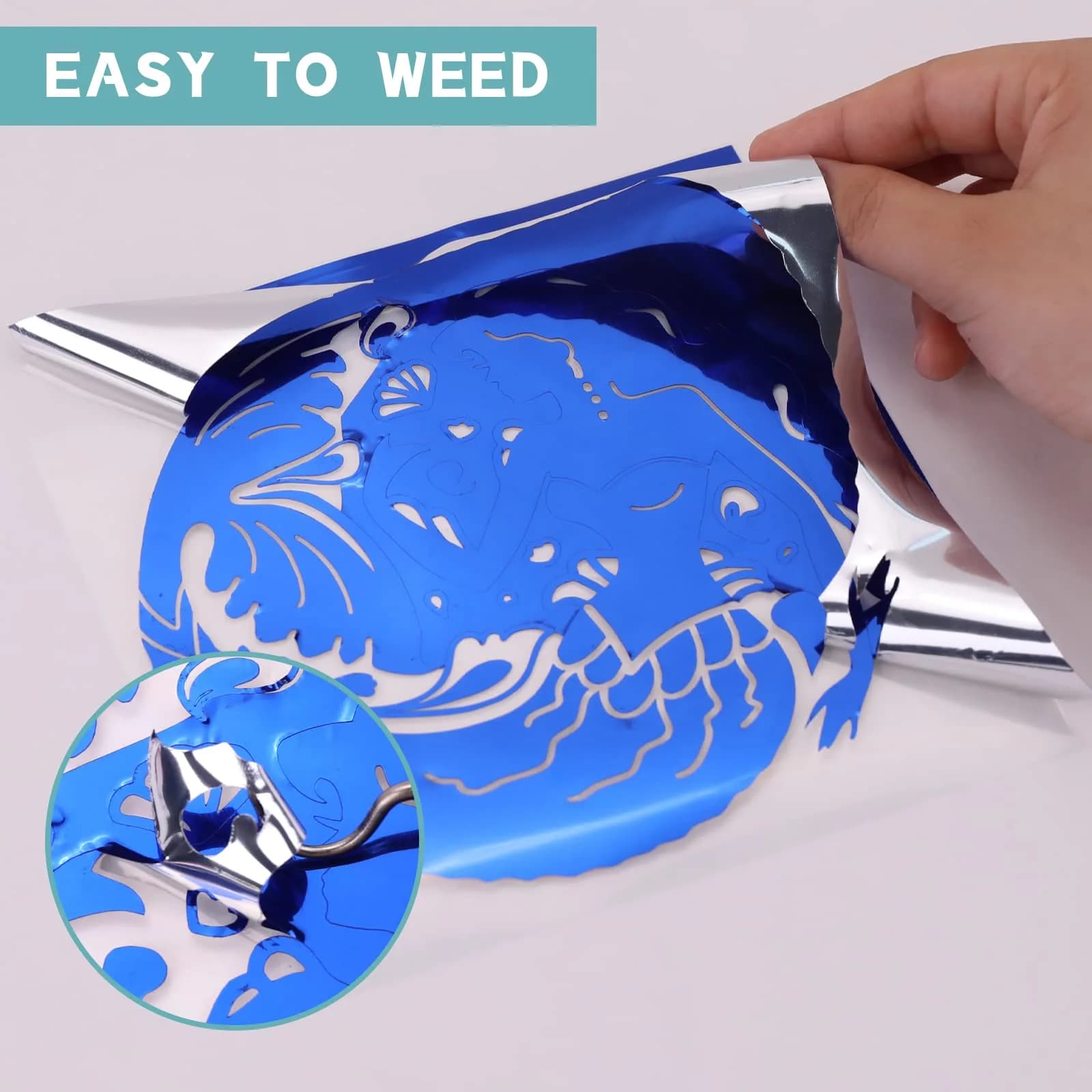HTVRONT Blue Chrome Permanent Vinyl Roll 12" x 10FT | Waterproof & Easy Weed - view 3
