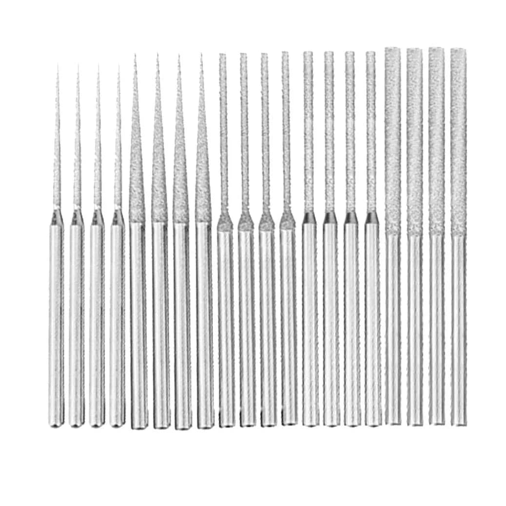 Luo ke 20 Pcs Diamond Mounted Bead Reamer 3mm x 70mm | 5 Shapes for Stone, Glass, Jewelry — 3 mm