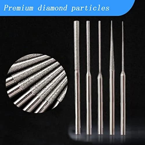 Luo ke 20 Pcs Diamond Mounted Bead Reamer 3mm x 70mm | 5 Shapes for Stone, Glass, Jewelry thumbnail 3