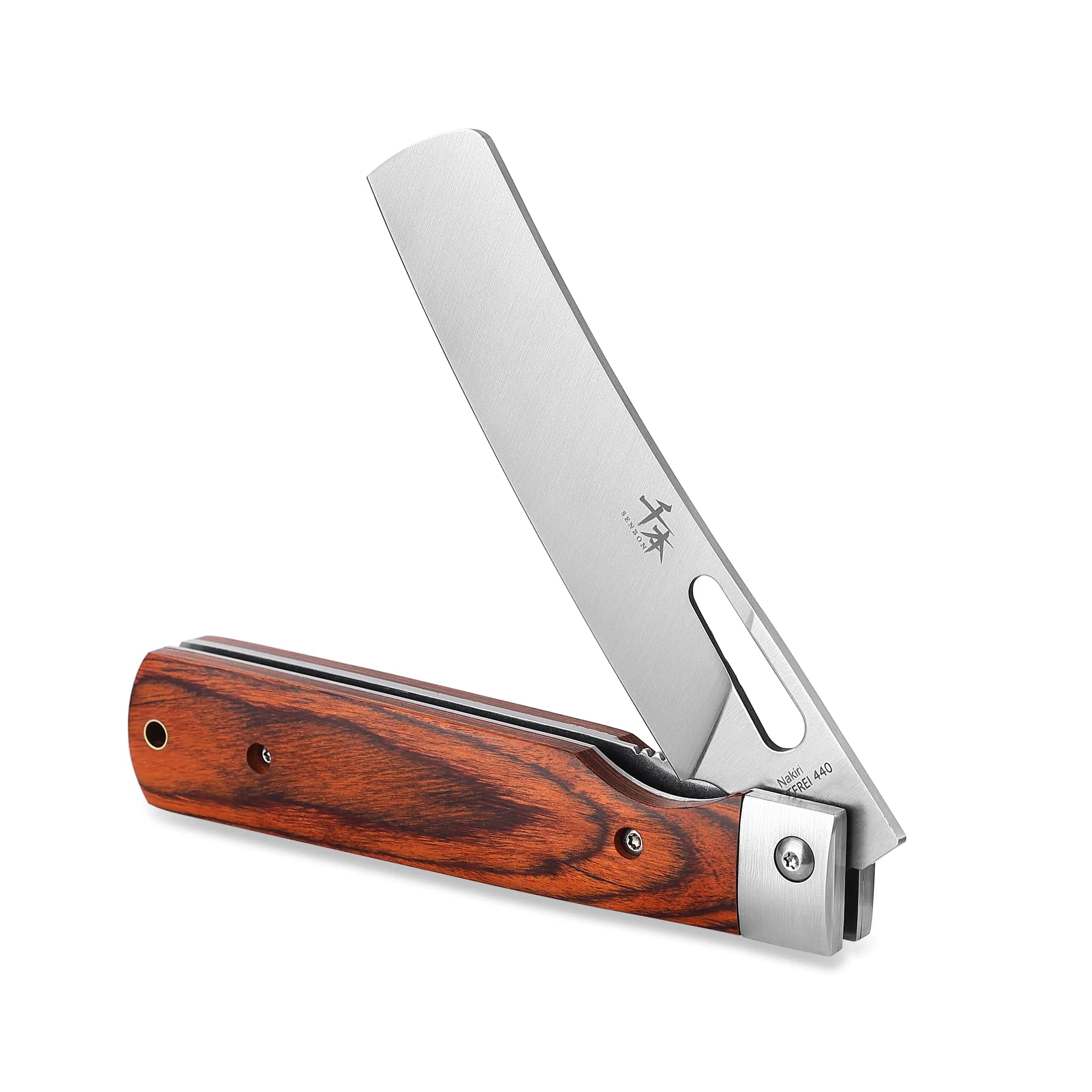 SENBON 440A Stainless Steel Folding Chef Knife 11.8cm (4.65in) Blade | Hand-Polished Olive Wood Handle - view 5