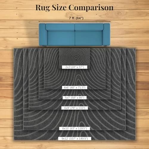 LUXE WEAVERS Modern Geometric Wave Anthracite 9x12 Area Rug | Contemporary Geometric Design with Jute Backing thumbnail 5