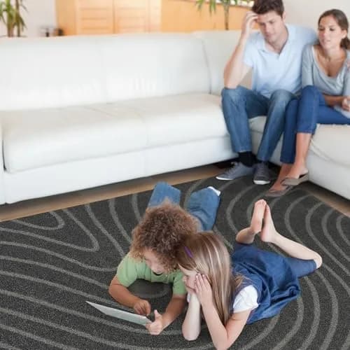 LUXE WEAVERS Modern Geometric Wave Anthracite 9x12 Area Rug | Contemporary Geometric Design with Jute Backing thumbnail 2