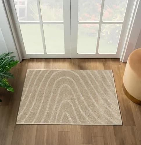 LUXE WEAVERS Modern Geometric Wave Beige 2x3 Area Rug | Contemporary Pattern, Soft Texture, 2' x 3' (0.61m x 0.91m) thumbnail 1