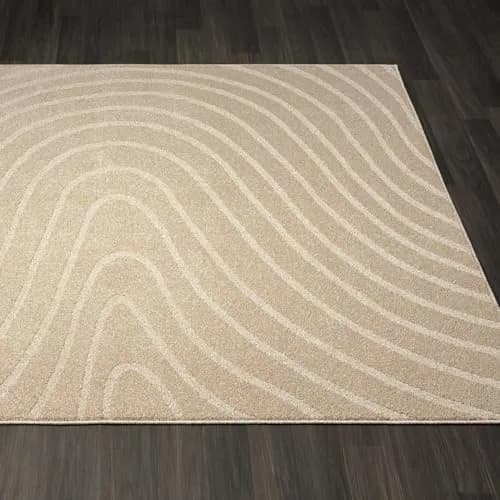 LUXE WEAVERS Modern Geometric Wave Beige 2x3 Area Rug | Contemporary Pattern, Soft Texture, 2' x 3' (0.61m x 0.91m) thumbnail 3