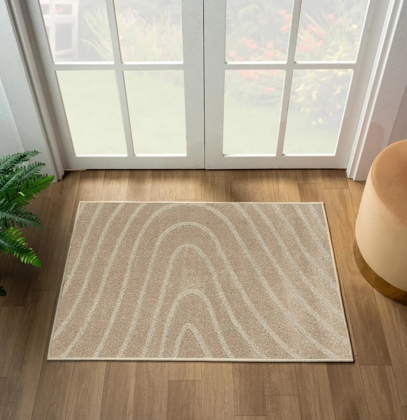 LUXE WEAVERS Modern Geometric Wave Beige 2x3 Area Rug | Contemporary Pattern, Soft Texture, 2' x 3' (0.61m x 0.91m) - main product image