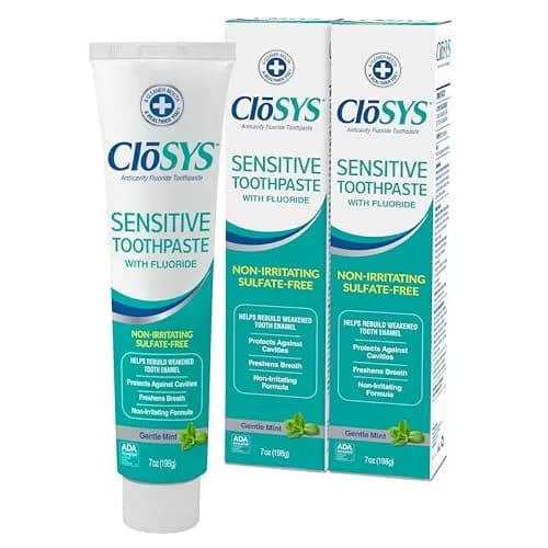 CloSYS SLS Free Toothpaste with Fluoride, 7 Ounce (198g), 2 Pack | Gentle Mint for Sensitive Teeth & Enamel Repair thumbnail 1