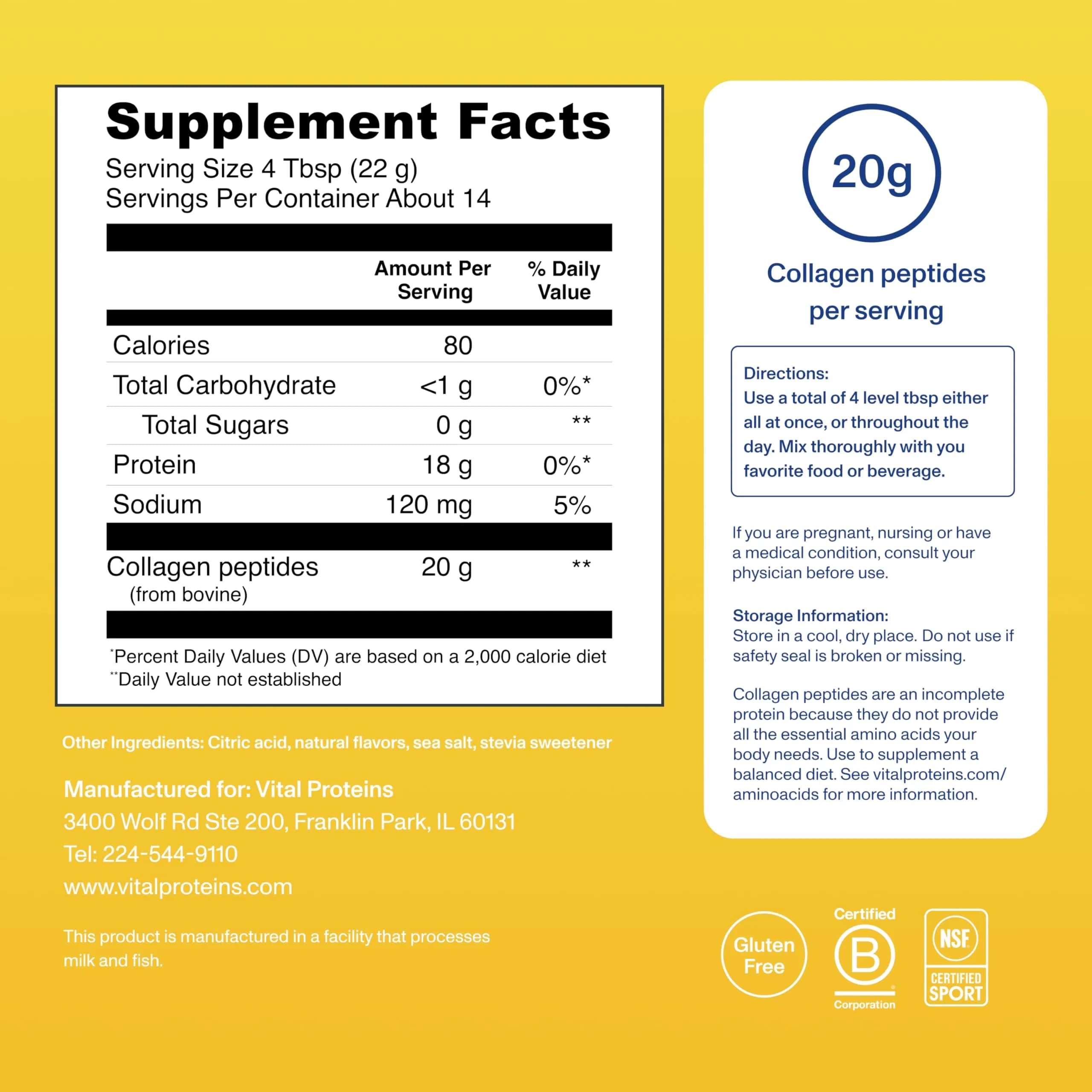 Vital Proteins Collagen Peptides Powder Lemon Flavor, 14 Servings | High Protein Nutritional Supplement - view 6