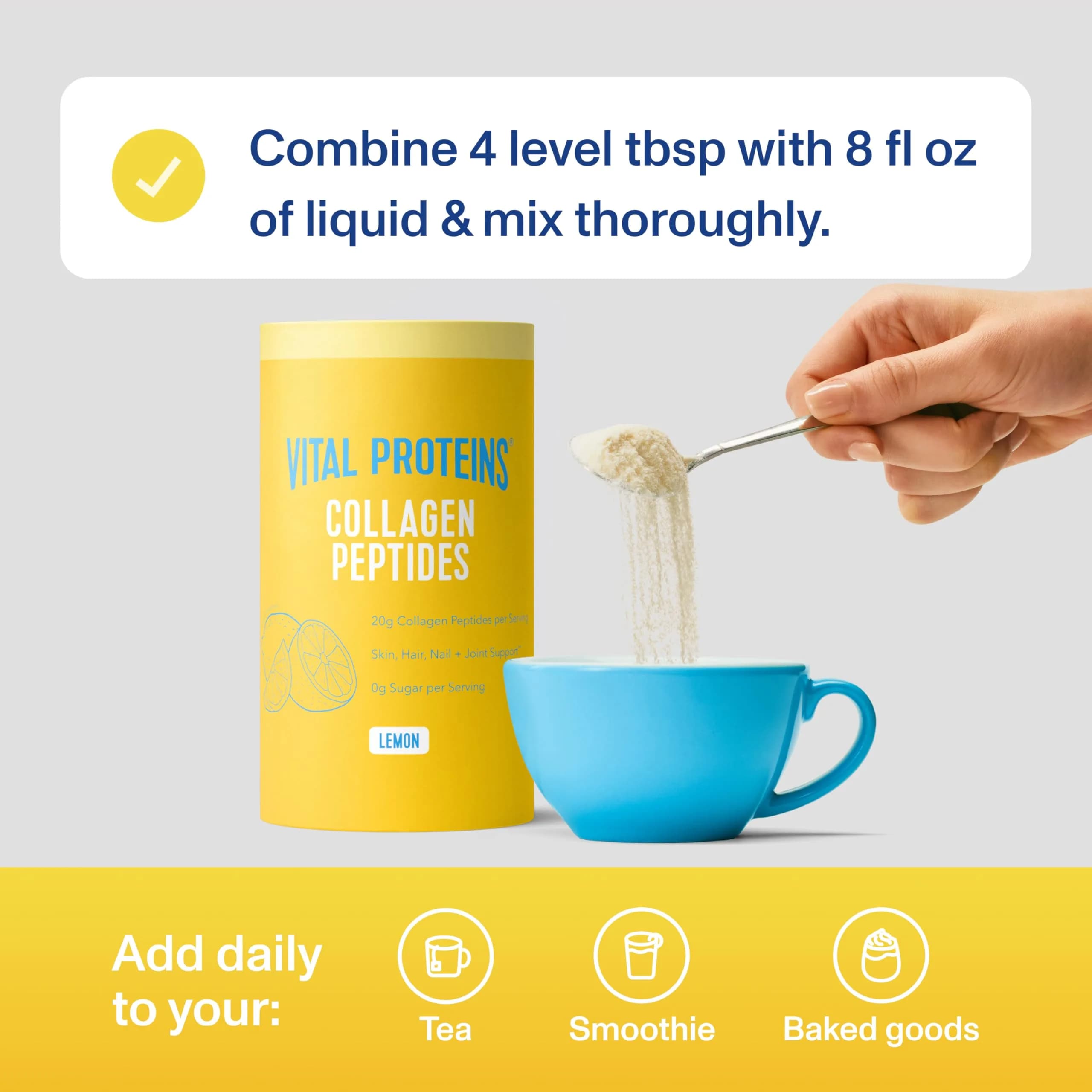 Vital Proteins Collagen Peptides Powder Lemon Flavor, 14 Servings | High Protein Nutritional Supplement - view 8