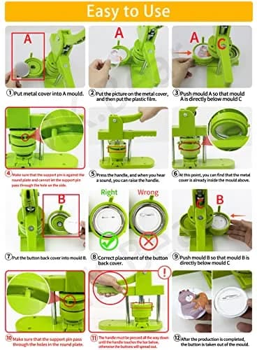MK.Bear Button Maker Machine - Multiple Sizes 1.25in+2.25in | DIY Button Kit for Gifts & Crafts thumbnail 7