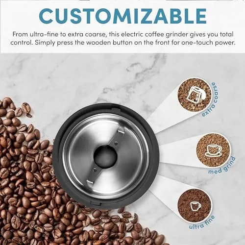 AROMA Mini Coffee Grinder & Herb Grinder 40g | Stainless Steel Blades, Compact & Fast thumbnail 4