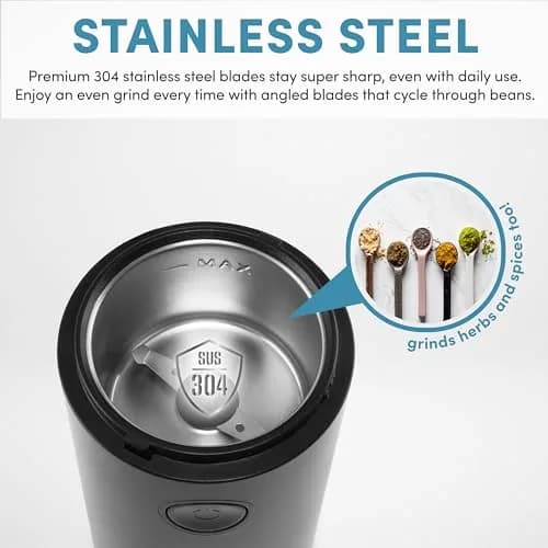 AROMA Mini Coffee Grinder & Herb Grinder 40g | Stainless Steel Blades, Compact & Fast thumbnail 2