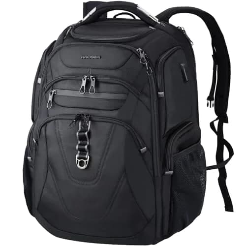 KROSER TSA Friendly Laptop Backpack 17.3 inch XL | Water-Repellent College Daypack with RFID & USB — Black-18.4 / 18.4 inch