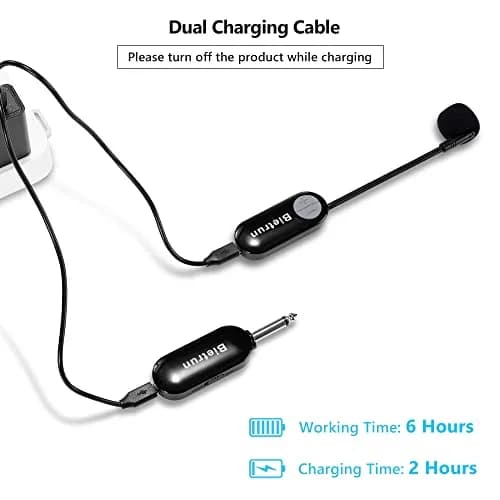 Bietrun Wireless Microphone Headset with 1/4'' Plug, UHF 165ft Range, 2-in-1 Handheld & Headset Mic | Rechargeable 6-Hour Battery thumbnail 4