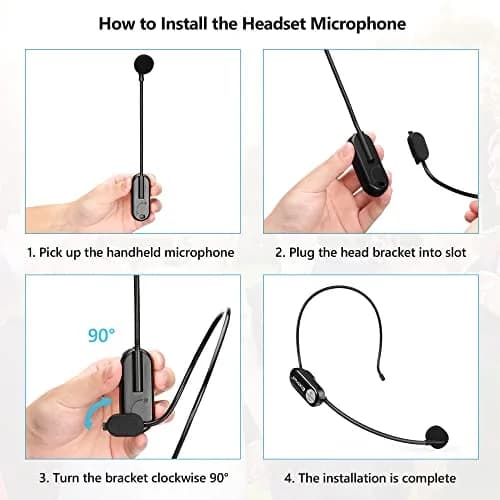 Bietrun Wireless Microphone Headset with 1/4'' Plug, UHF 165ft Range, 2-in-1 Handheld & Headset Mic | Rechargeable 6-Hour Battery thumbnail 7
