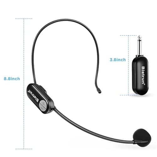 Bietrun Wireless Microphone Headset with 1/4'' Plug, UHF 165ft Range, 2-in-1 Handheld & Headset Mic | Rechargeable 6-Hour Battery thumbnail 9