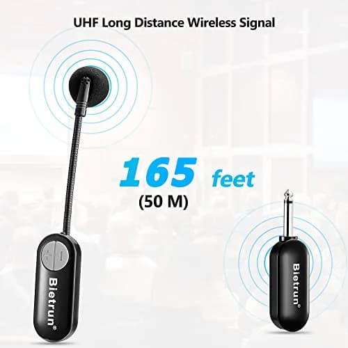 Bietrun Wireless Microphone Headset with 1/4'' Plug, UHF 165ft Range, 2-in-1 Handheld & Headset Mic | Rechargeable 6-Hour Battery thumbnail 2