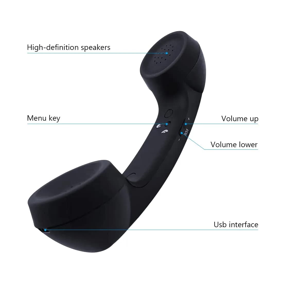 LIONSOUL Retro Bluetooth Handset with USB - Black - view 3