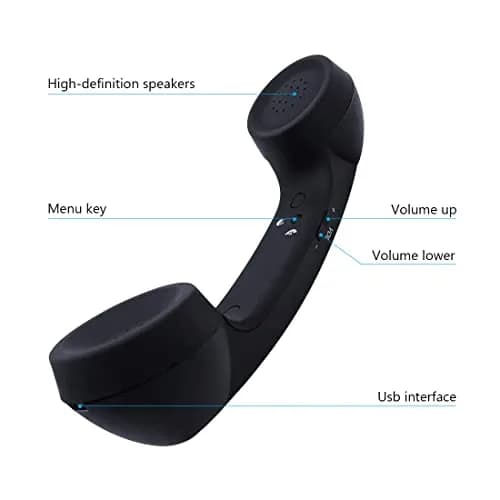 LIONSOUL Retro Bluetooth Handset with USB Charging | Black, 10M Range thumbnail 3
