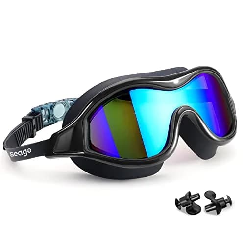 Seago Anti-Fog Mirrored Swim Goggles for Adults & Youth | 180° Clear Vision, UV Protection, Leak-Proof Silicone Seals thumbnail 1
