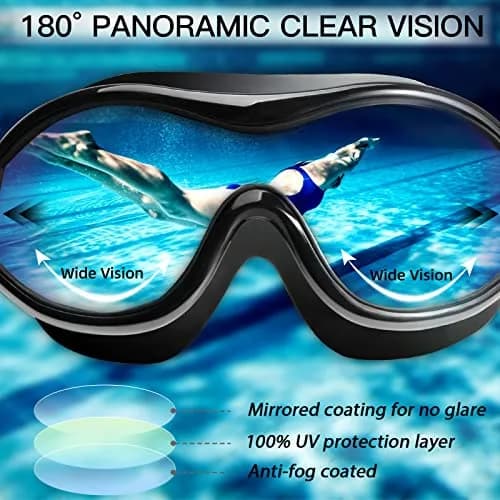 Seago Anti-Fog Mirrored Swim Goggles for Adults & Youth | 180° Clear Vision, UV Protection, Leak-Proof Silicone Seals thumbnail 5