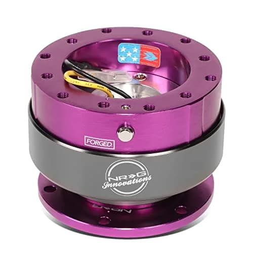 NRG Innovations Steering Wheel Quick Release Kit with Titanium Ring, Purple Body | Durable Aluminum, Universal Fit for Racing & Street (70-120 chars) thumbnail 1