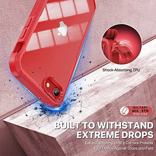 CENHUFO Privacy Case for iPhone SE 2022/2020, 8, 7 Red | Full Body 360° Protection with Built-in Privacy Screen thumbnail 5