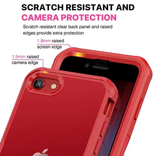 CENHUFO Privacy Case for iPhone SE 2022/2020, 8, 7 Red | Full Body 360° Protection with Built-in Privacy Screen thumbnail 6