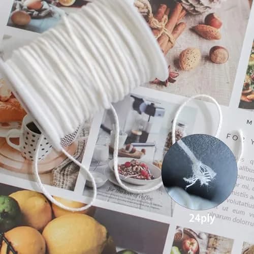 TOKAYIFE 24 PLY Cotton Candle Wick Roll | 260 ft for DIY Candle Making, Medium Pillars thumbnail 4