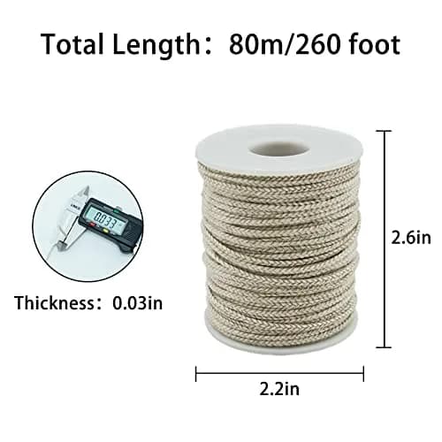 TOKAYIFE 260-foot (79.25 m) 24-Ply Braided Candle Wick Spool | Cotton & Paper Interwoven Core for DIY Candle Making thumbnail 2