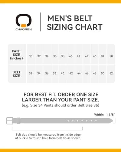 CHAOREN Mens Belts Leather 35mm for Jeans | Durable Casual Belt with Classic Buckle thumbnail 6