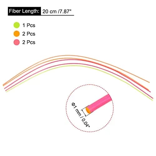 MECCANIXITY Fiber Optic Rods PMMA 1mm x 20cm (0.04in x 7.87in) | Fluorescence Red, Green, Orange, Pack of 5 thumbnail 2