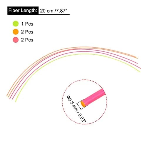 MECCANIXITY Fiber Optic Rods PMMA 0.5mm x 20cm (0.02in x 7.87in) | Red, Green, Orange Set of 5 thumbnail 2