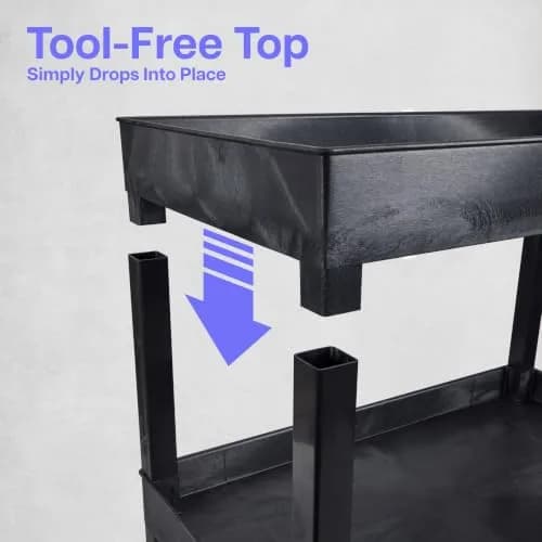 Luxor Utility Cart 24x18 inch | Heavy-Duty 3 Shelf Black, Made in USA (70-120c) thumbnail 5