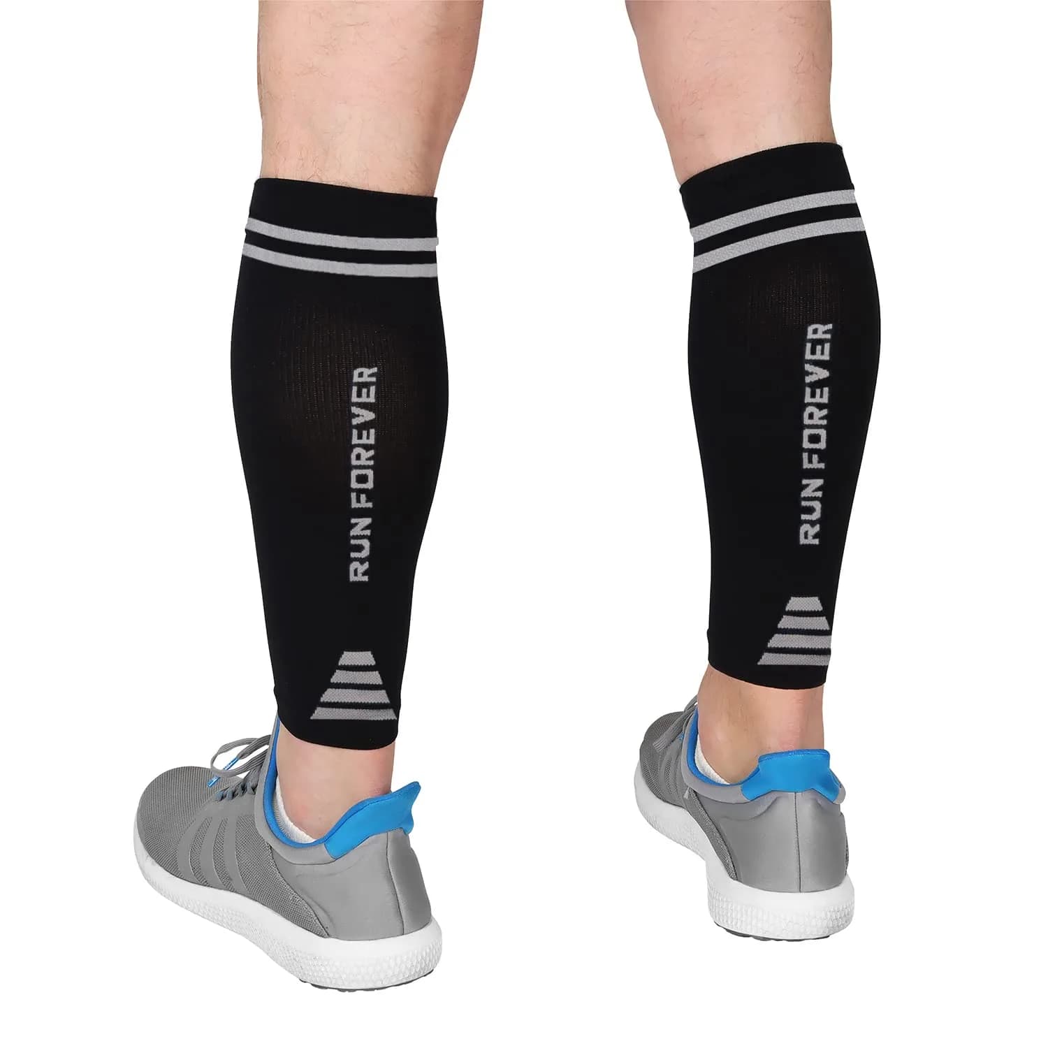 Run Forever Calf Compression Sleeve XX-Large Black & Grey | 20-30mmHg Graduated Compression for Pain Relief & Recovery - main product image