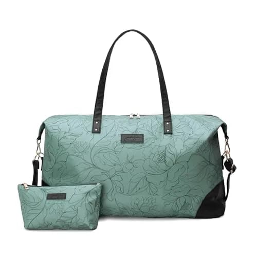 Jadyn Luna Women's Weekender Bag and Travel Duffel, Large 37 Liter Capacity (Sage Flora) | Durable Polyester & Vegan Leather thumbnail 1