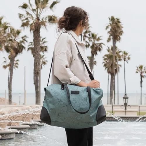 Jadyn Luna Women's Weekender Bag and Travel Duffel, Large 37 Liter Capacity (Sage Flora) | Durable Polyester & Vegan Leather thumbnail 6